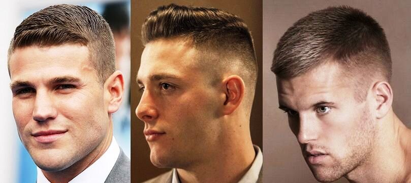 Короткие мужские стрижки с челкой (полубокс, британка) хорошо впишутся в деловой стиль.