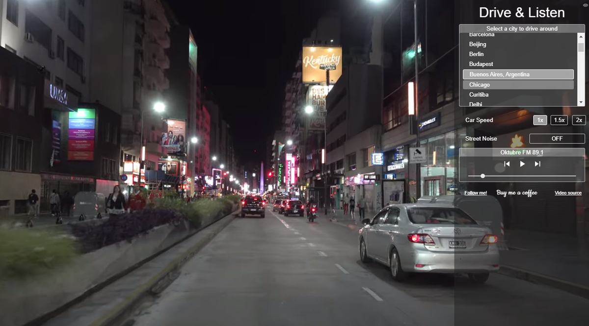  тут можно виртуально кататься на машине по городам мира и слушать местное радио