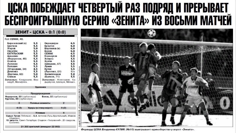 Зенит - ЦСКА 0-1