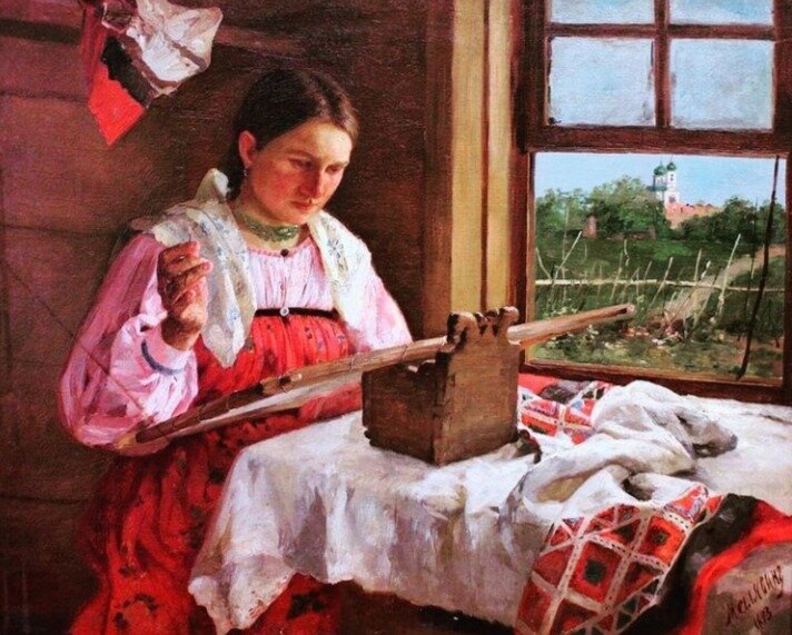 Девушка-вышивальщица. Картина найдена в сети «Интернет»