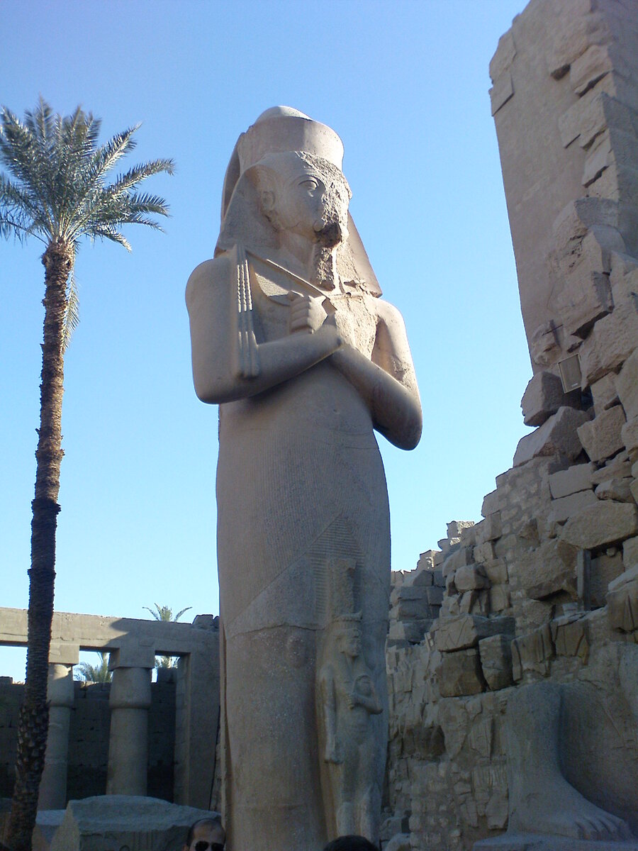 Fig. 1. Egypt, Luxor, Karnak Temple, Statue of Pharaoh Ramses II the Great and his wife Nefertari.
