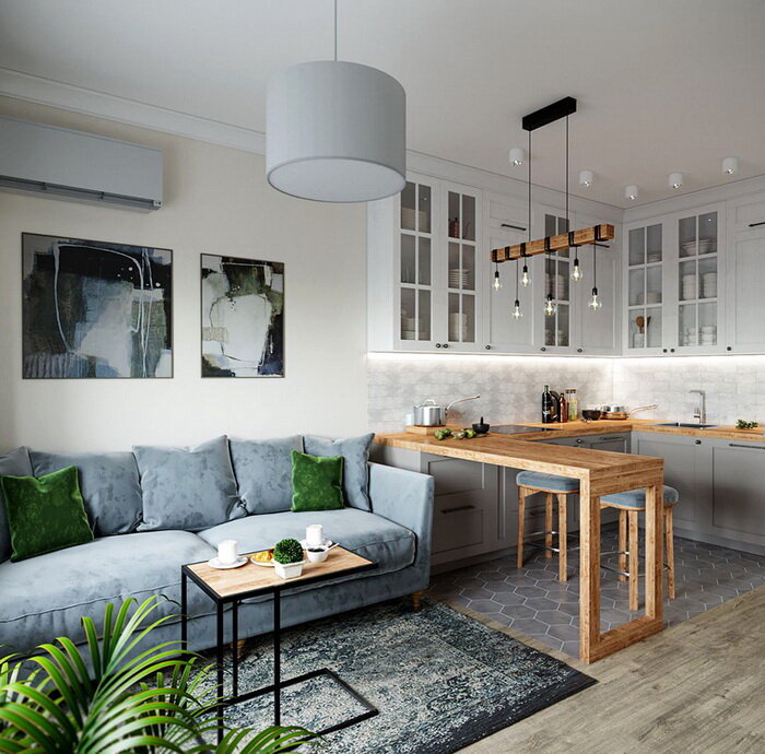 Визуально делит пространство.