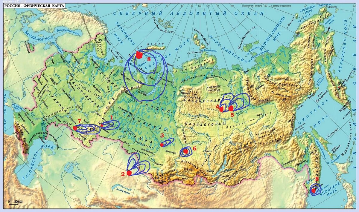 Географическая физическая карта