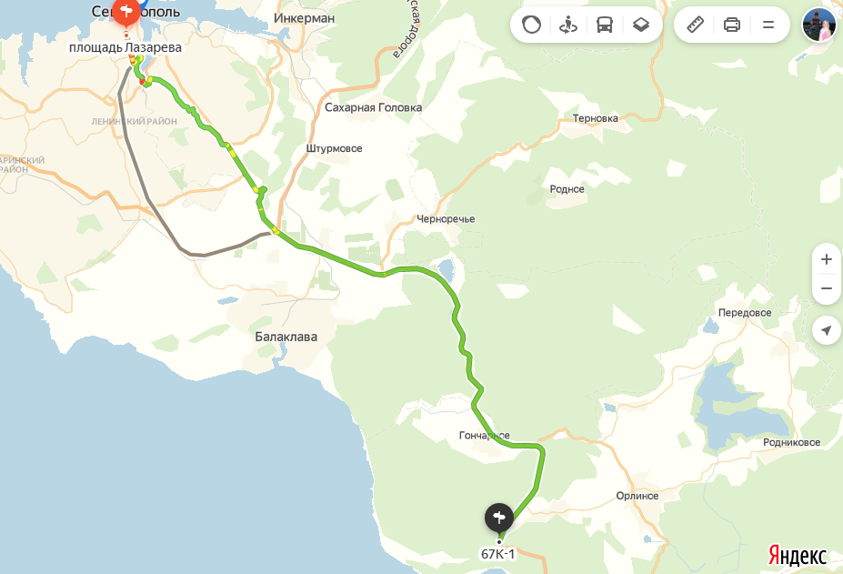 Наш маршрут. От дома до места назначения 33 км.