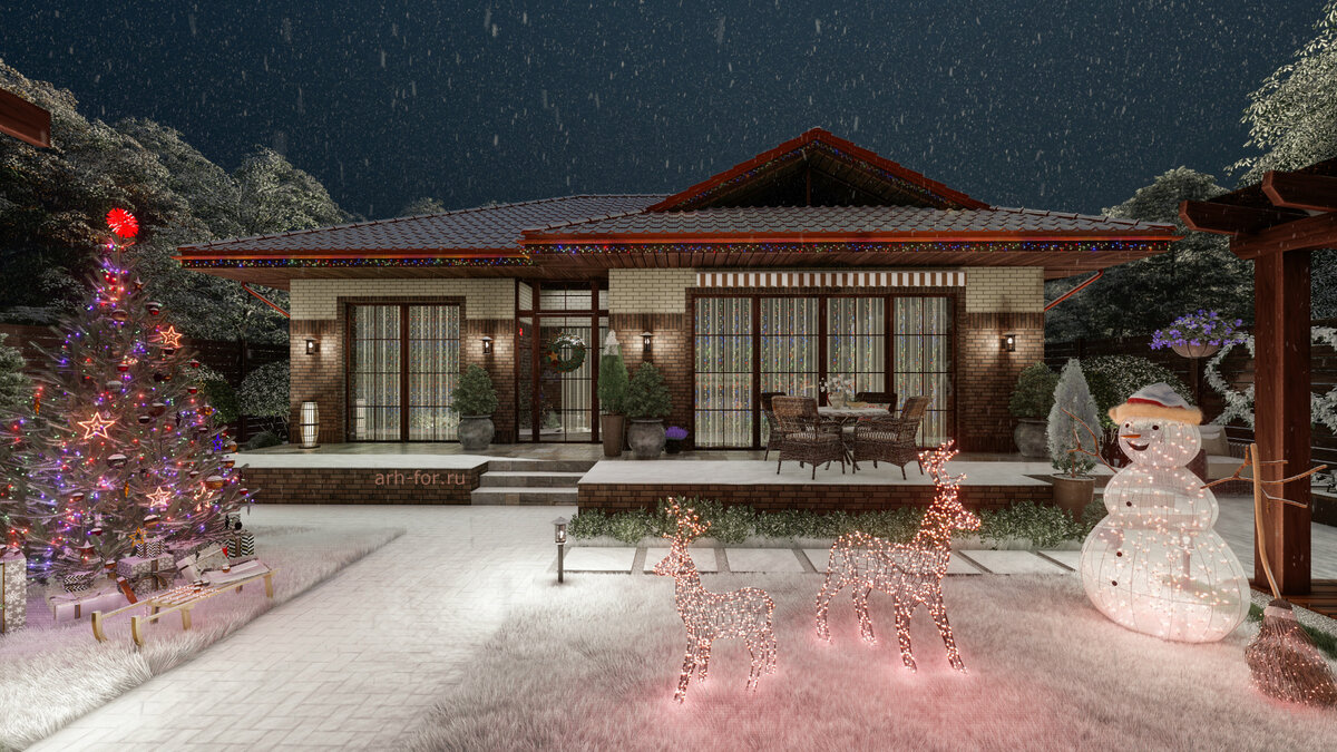 Новогоднее оформление дома и территории