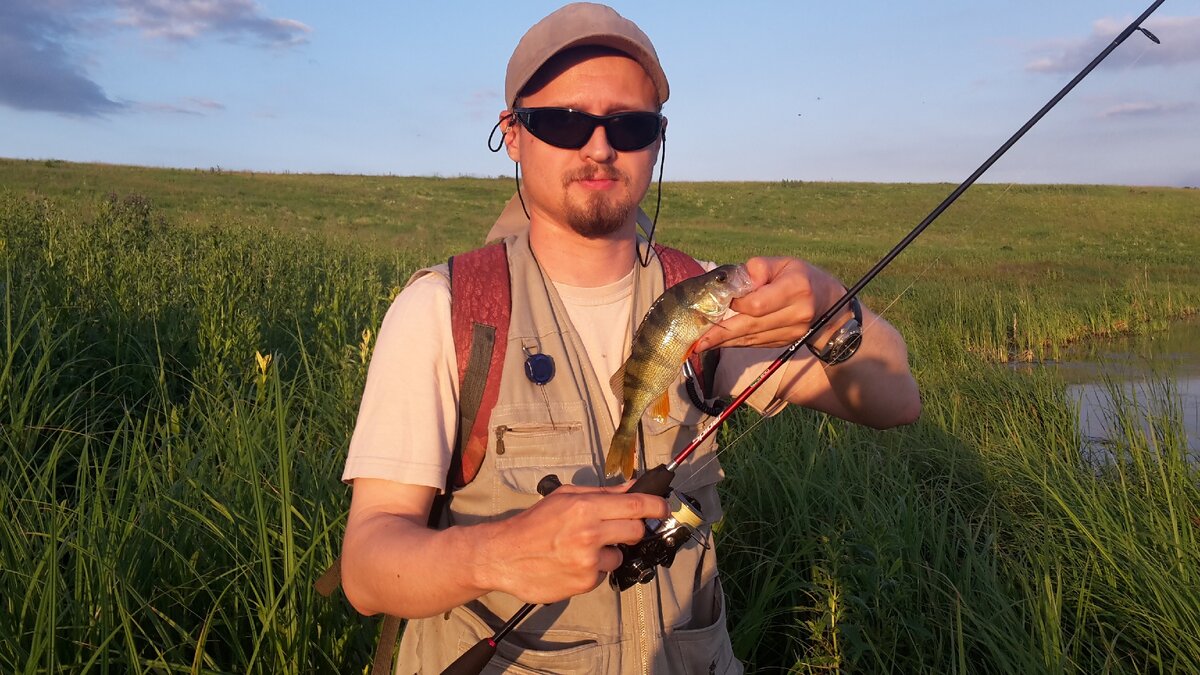 Хороший, по меркам данного озера, летний окушок :)