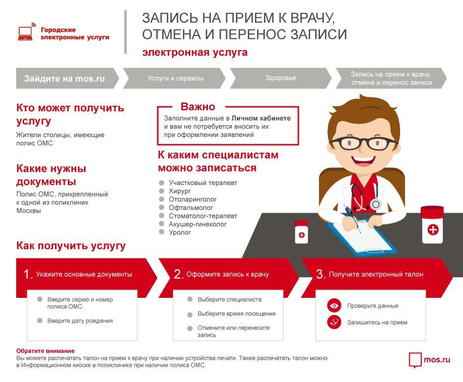 Госуслуги московской запись к врачу