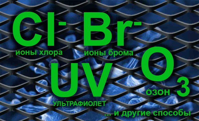... хлорирование, бромирование, озонирование, обработка ультрафиолетом и другие способы обеззараживания воды в бассейне