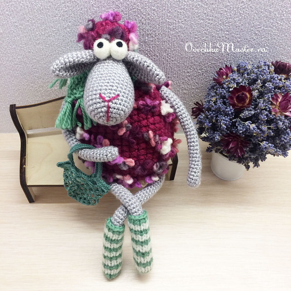 Two Adorable Stuffed Sheep with Pink Roses