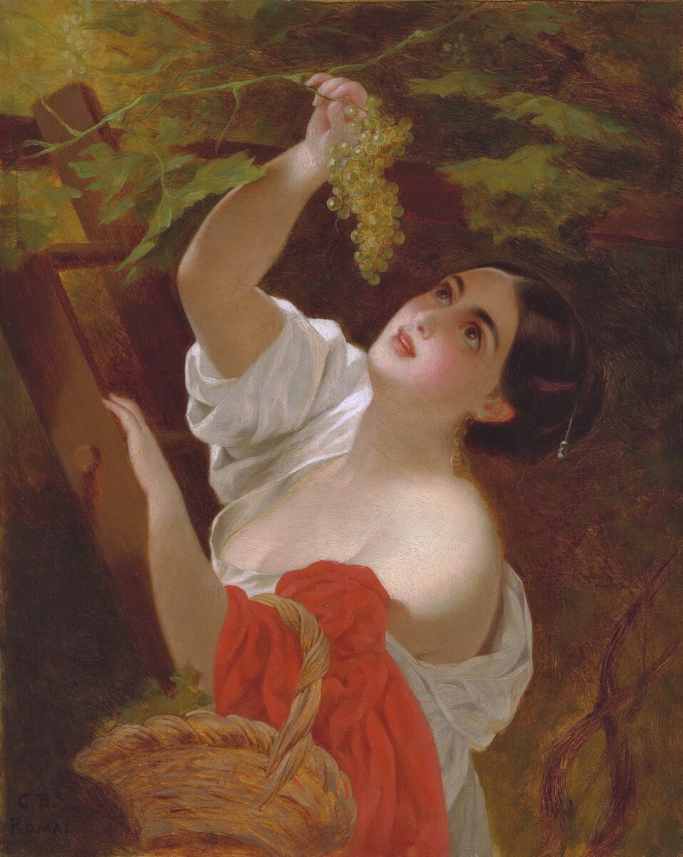 К. Брюллов "Итальянский полдень", 1827 г.  И в холодном Петербурге XIX века были места, где виноград можно было собирать с куста.