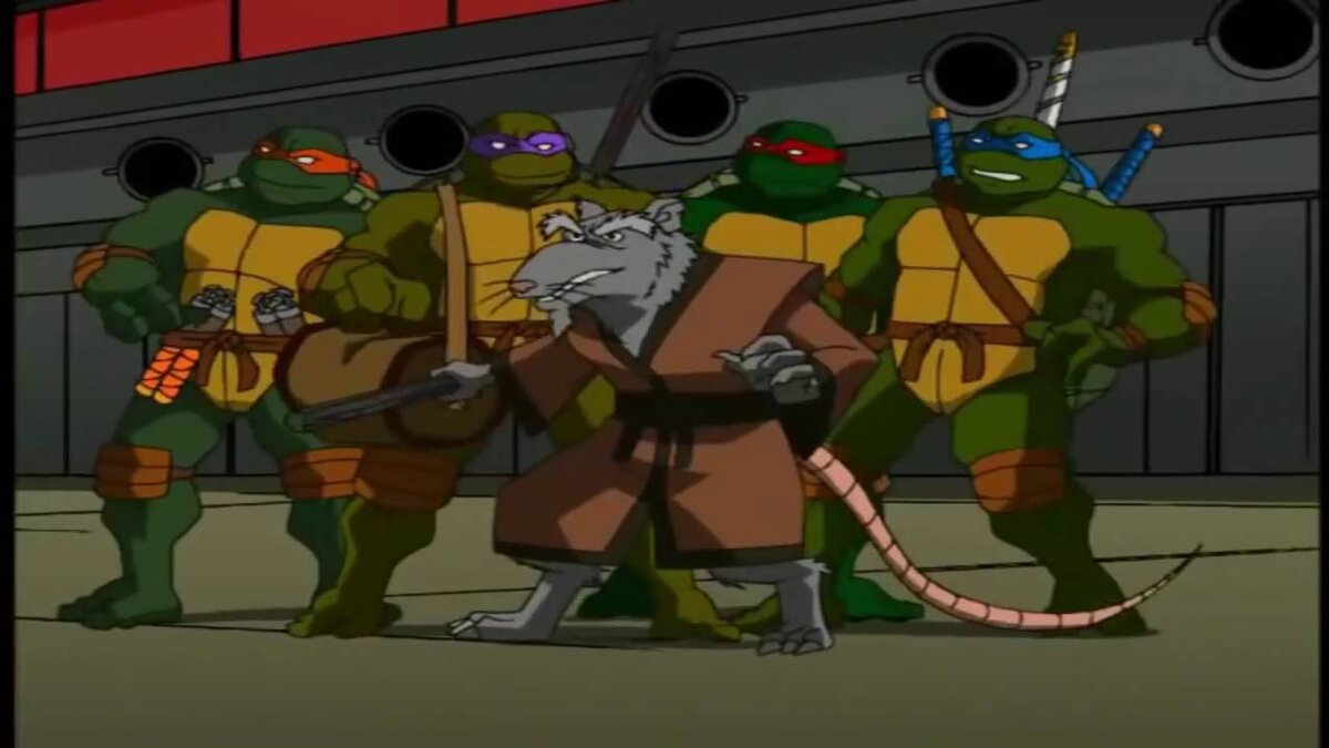 Черепашки-Ниндзя со своим учителем Мастером Сплинтером