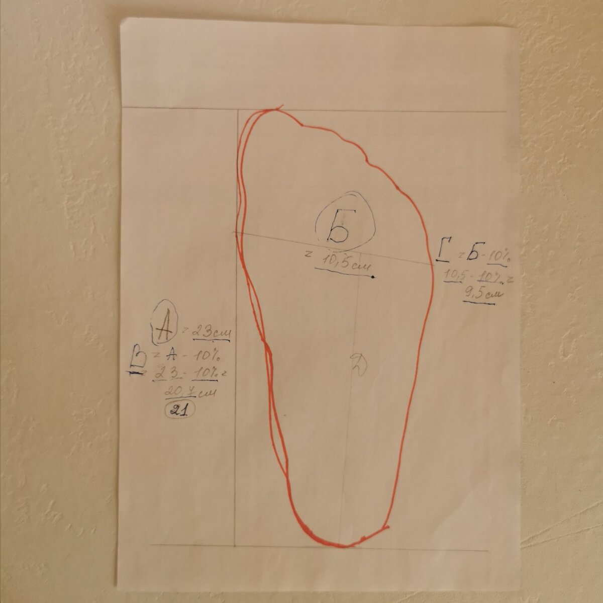 расчет шаблона блокатора для носков