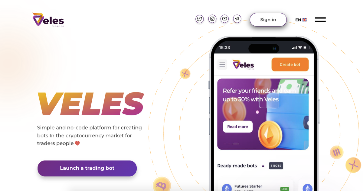 Главная страница сайта veles.finance