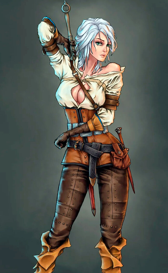 Цирилла в полный рост с мечом