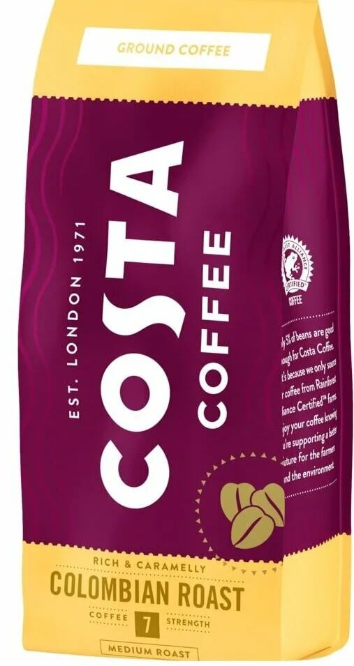 Кофе "Costa". Вкусный, с легким карамельно-шоколадным оттенком. Но дороговат. Мне кажется, не стоит своих денег.