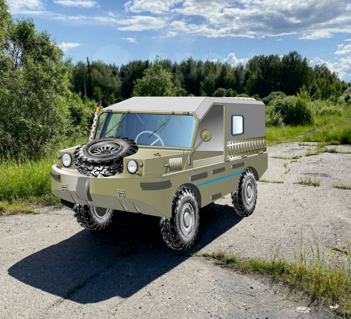 Всем был хорош транспортер переднего края ТПК, но был у него один органический недостаток – короткоходная жесткая подвеска колес. Это снижало проходимость, но главное,  максимальная скорость ограничивалась 50 км/час, что не вполне устраивало армию. Поэтому пришлось разрабатывать новую подвеску, больше подходящую для высокомобильного внедорожного транспортного средства. Подвеску решено было делать на поперечных рычагах и продольных торсионах. В качестве рычагов использовали чулки полуосей, наподобие конструкций подвески классических  Татр и Штайр-Пуховского Пинцгауера.Внешне машина не изменилась, но внутренности претерпели серьезные изменения. Основой машины сделали трубу, внутри которой проходил трансмиссионный вал. Труба с обеих сторон заканчивалась редукторами главных передач. К редукторам крепились чулки полуосей. Вдоль трубы разместили длинные торсионы подвески. Торсионы, через короткие рычаги соединялись с чулками полуосей. В передний узел крепления торсионов были встроены поршневые гидравлические амортизаторы.Да, были использованы поршневые гидроамортизаторы, не столь эффективные, как телескопические, зато очень надежные и чрезвычайно долговечные.Все это обеспечило длинноходную и энергоемкую подвеску. Это позволило поднять максимальную скорость машины, и теперь ТПК смог разгоняться до 80 км/час, улучшилась артикуляция колес, несколько улучшилась проходимость. При этом дорожный просвет остался прежним.Увеличившаяся скорость заставила вынести тормозные барабаны от главных передач в колеса, т.к. в корпусе лодки тормоза перегревались и теряли эффективность. Пришлось разработать герметичные колесные барабанные тормоза, не «промокающие» в воде.Сварной дюралевый корпус получил минимальные изменения, В нем сделали мощный центральный тоннель, соединявший увеличившиеся кожухи рычагов подвески. Вместе с бортовыми отсеками с бензобаками получалась прочная конструкция лодки, выдерживающая серьезную перегрузку. Машинка получилась очень компактная, с очень хорошей проходимостью, и грузоподъемностью.Но были и недостатки. Новая машина явно требовала более мощного двигателя, ЗАЗ-овская 30-ти сильная четверка не позволяла реализовать возможности шасси. Учитывая, что машинка была существенно легче УАЗ-ика, ВДВ сильно заинтересовались новой модификацией ТПК, но чтобы стать настоящей «машиной вторжения», ТПК нужен был новый мотор, мощностью 45-50 л/с.Но это другая история.Предыдущая часть . Другие части: #альтернативный луазТеги записи: #австомобили #автомобили ссср #военные автомобили #автомобили повышенной проходимости #внедорожникиИсточник  Подписывайтесь на канал  Каждый день — много интересного из истории реальной и той которой не было! 😉