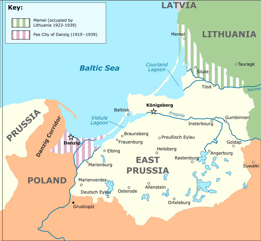 Карта восточной пруссии до 1945 года на русском