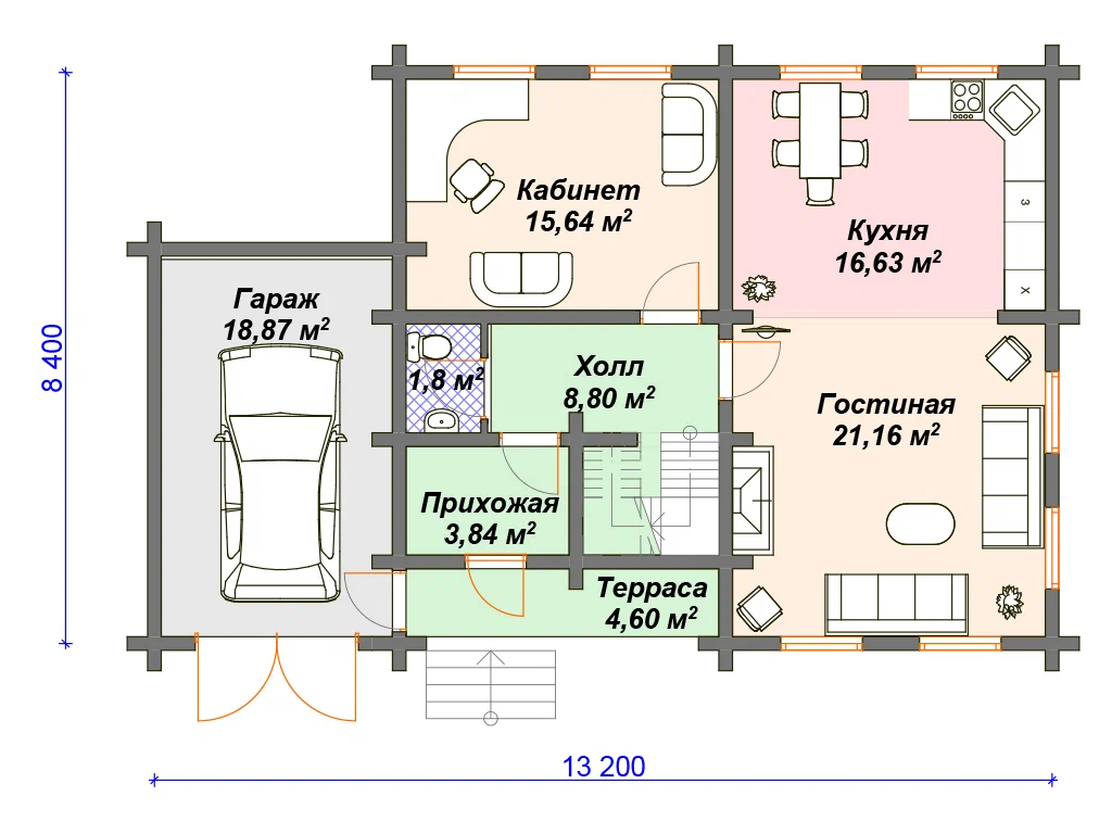 Дом из бревна с гаражом. | Arplans.ru - проекты домов | Дзен