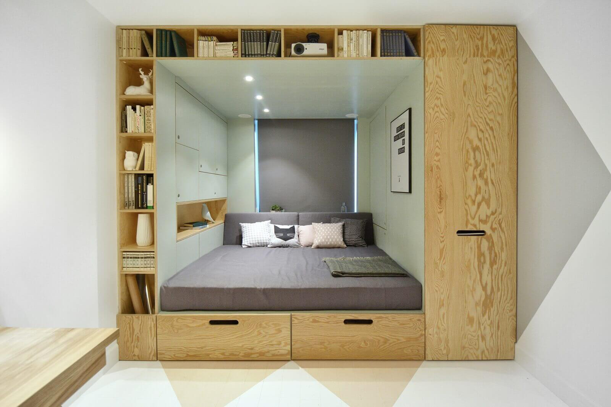 Спальня с нишей под шкаф