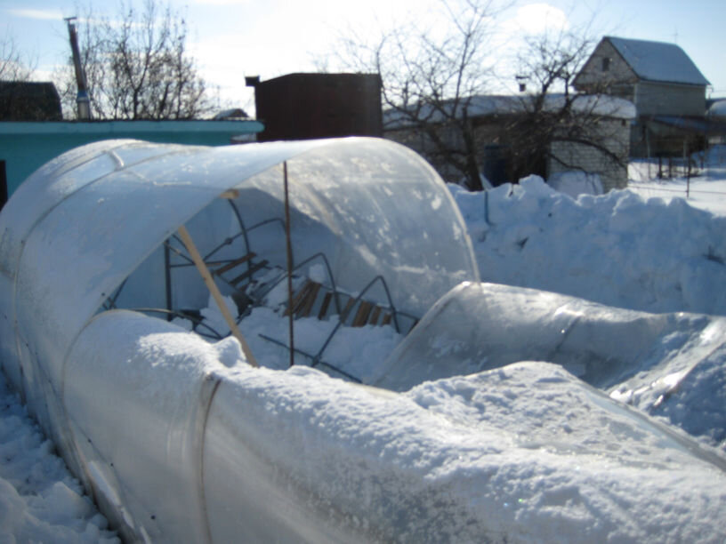 Что сделать, чтобы зимой снег и ветер не сломали теплицу из поликарбоната? Как ее укрепить?