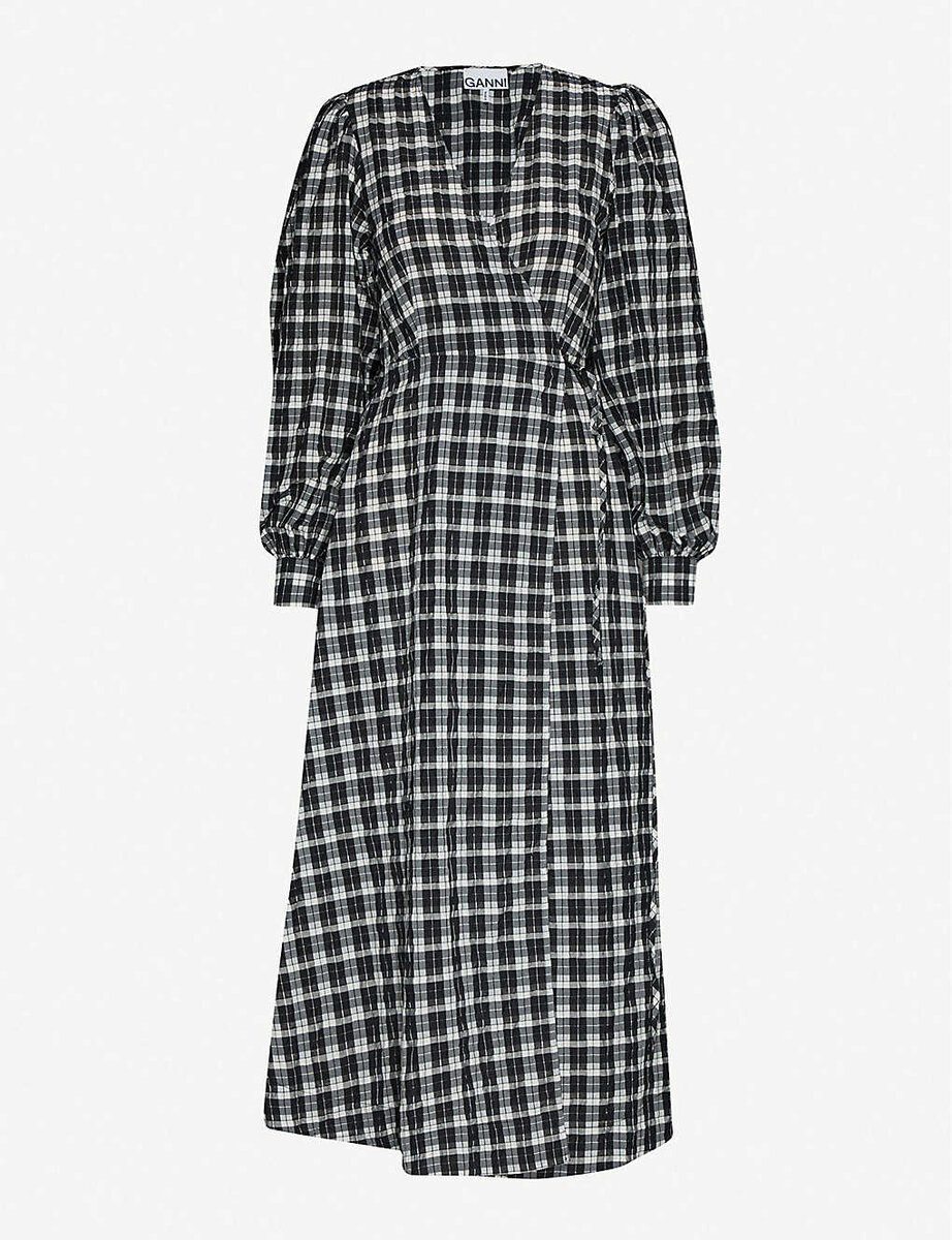 Платье Ganni Gingham Wrap