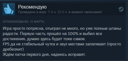Обзор со страницы игры в Steam.