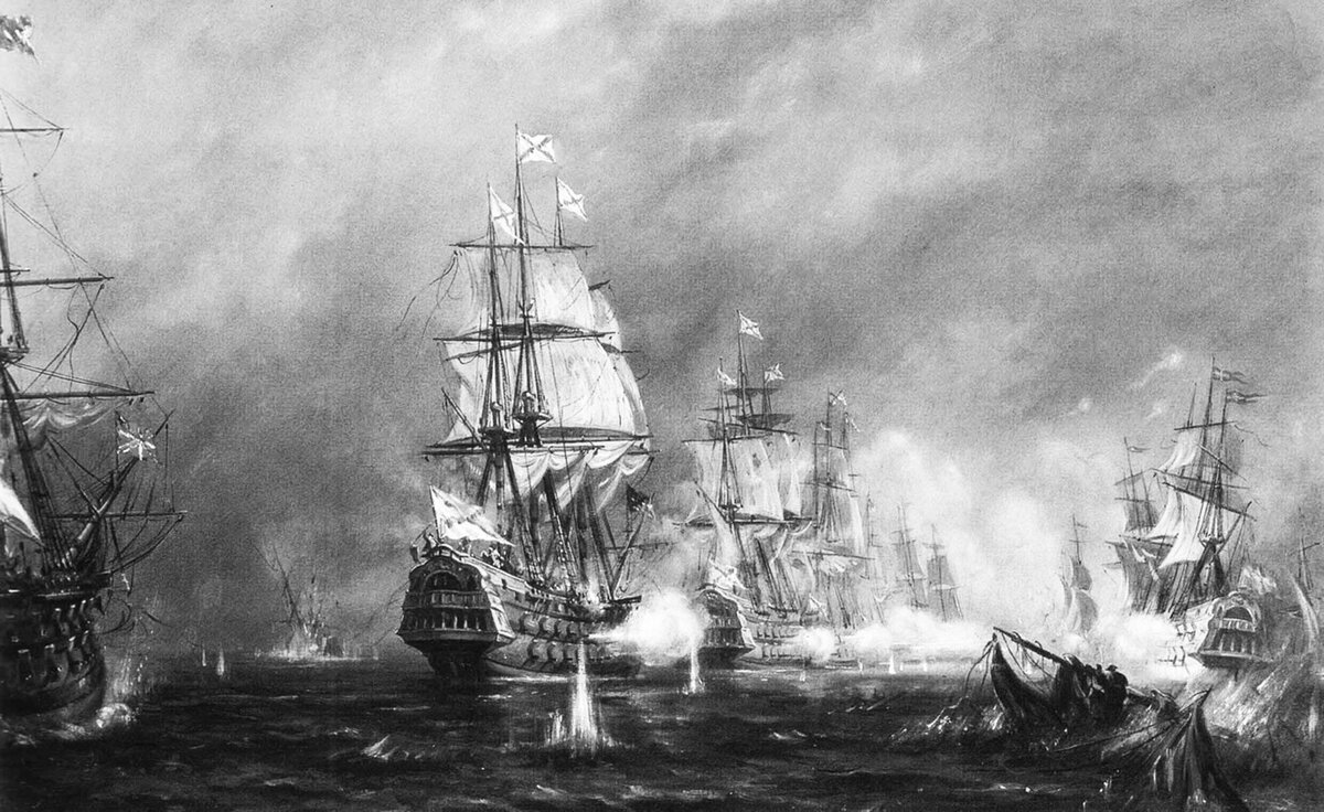 Выборгское морское сражение. Художник А.В. Петров-Маслаков