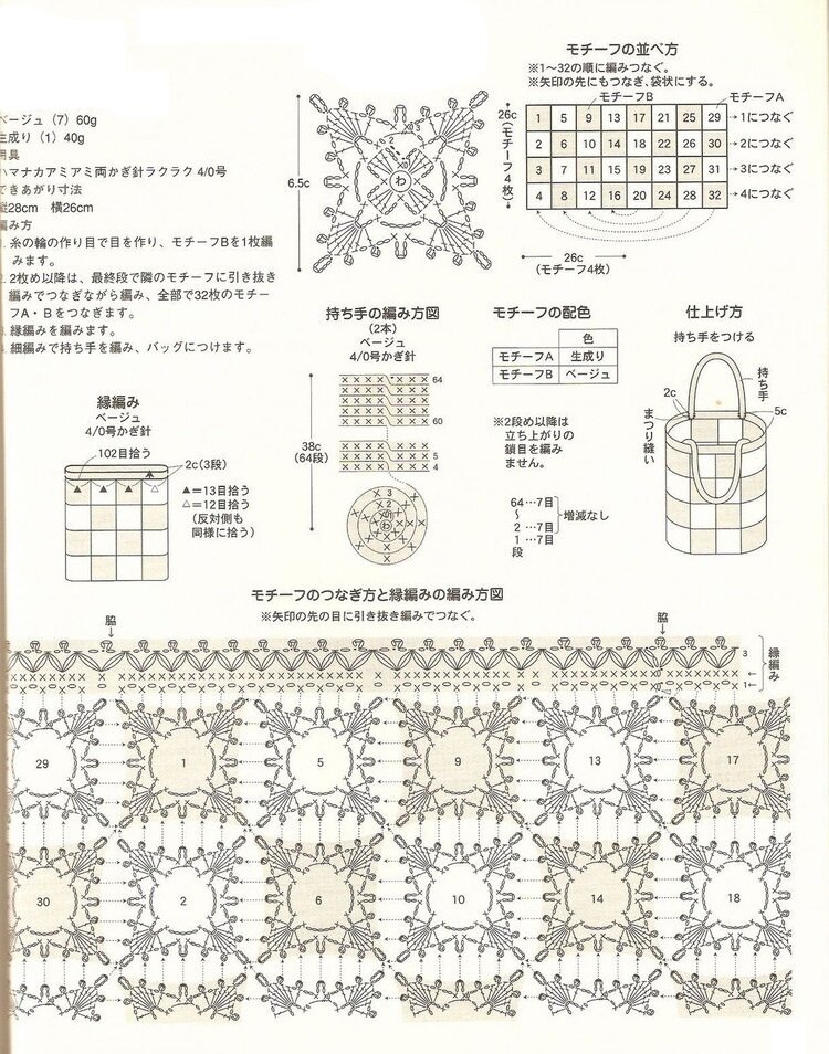 Схемы сумок крючком из японских журналов с описанием