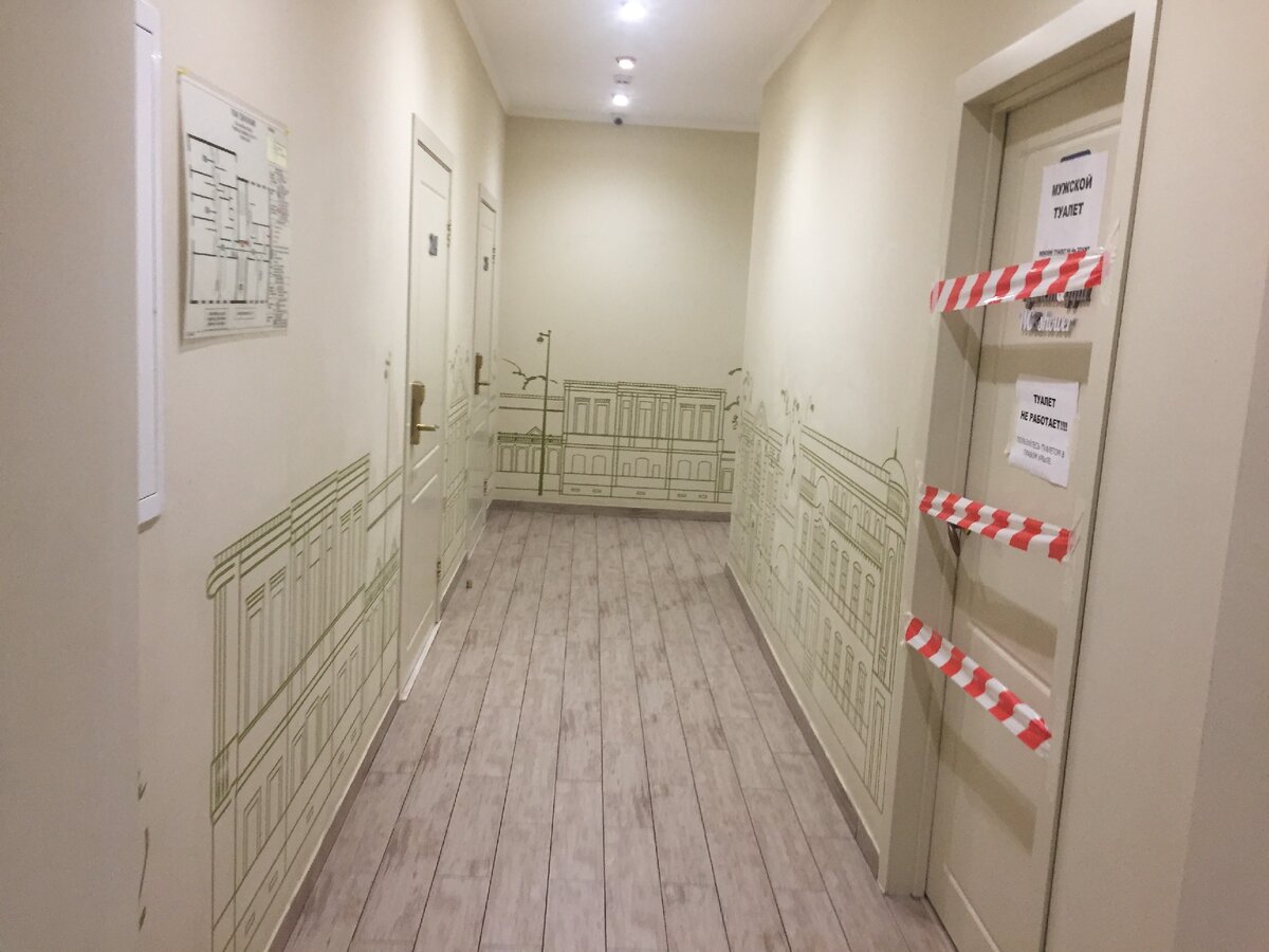 Симпатичный дизайн коридоров, но туалет не работает