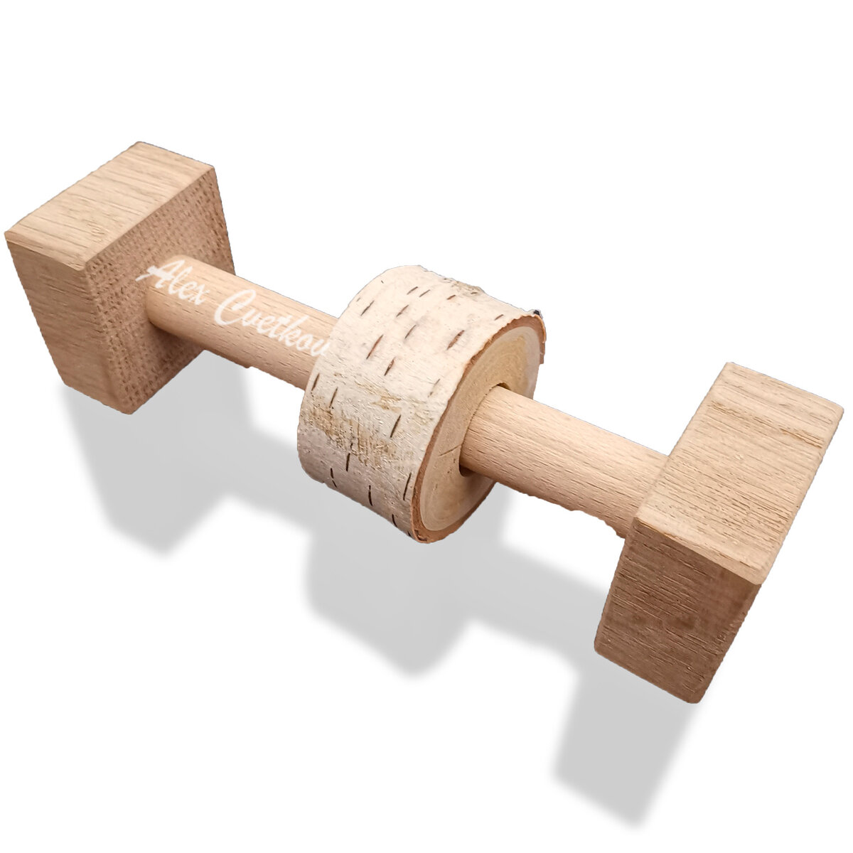 Игрушка "Гантелька" вариант для попугая Ара. Материал : дуб, бук, береза