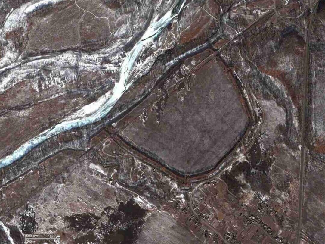 Ананьевское городище, вид из космоса.