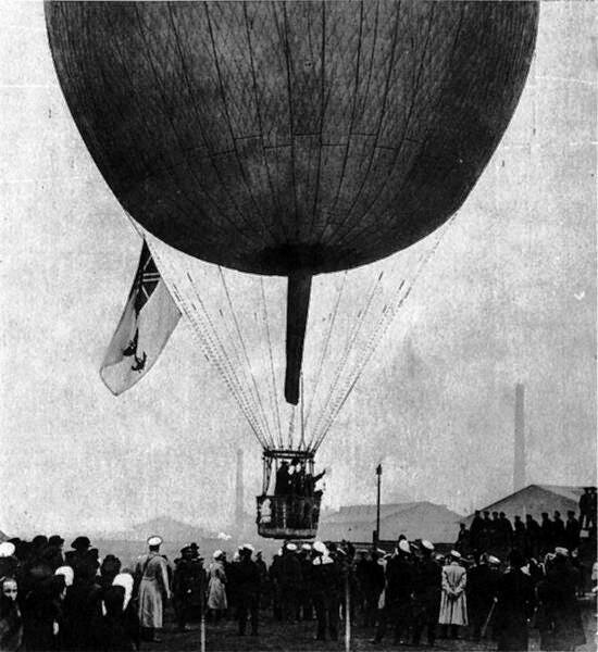 Подъем воздушного шара в Учебном воздухоплавательном парке в Санкт-Петербурге, 1905 год