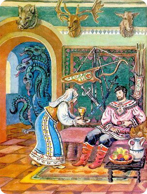 Иллюстрация к сказке "Чудесная рубашка".  http://pesochnizza.ru/