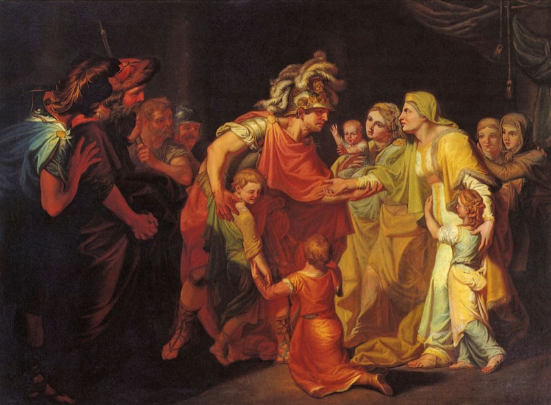 И.А. Акимов. Великий князь Святослав, целующий мать и детей своих по возвращении с Дуная в Киев