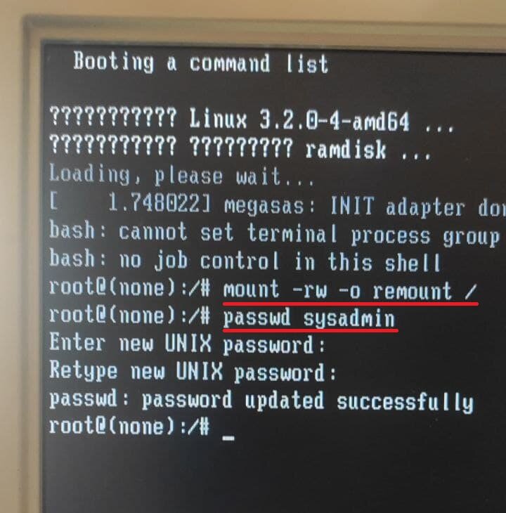 Монтирование файловой системы и установка нового пароля