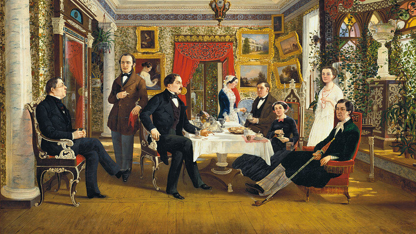 За чайным столом. Волосков А. Я. 1851 г. Из собрания Русского музея