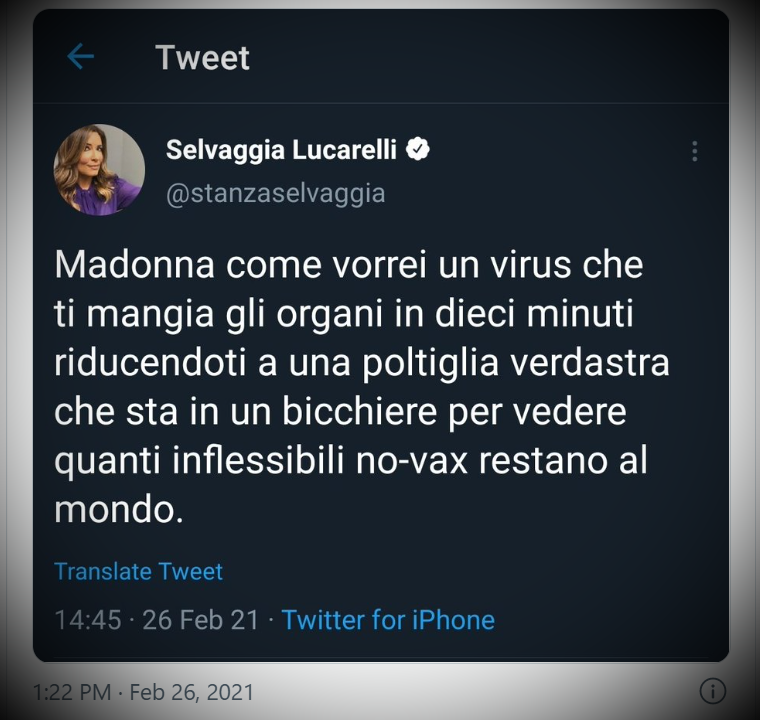 Написала это предложение в твите от 26 февраля 2021 года, но этот твит был удален. 