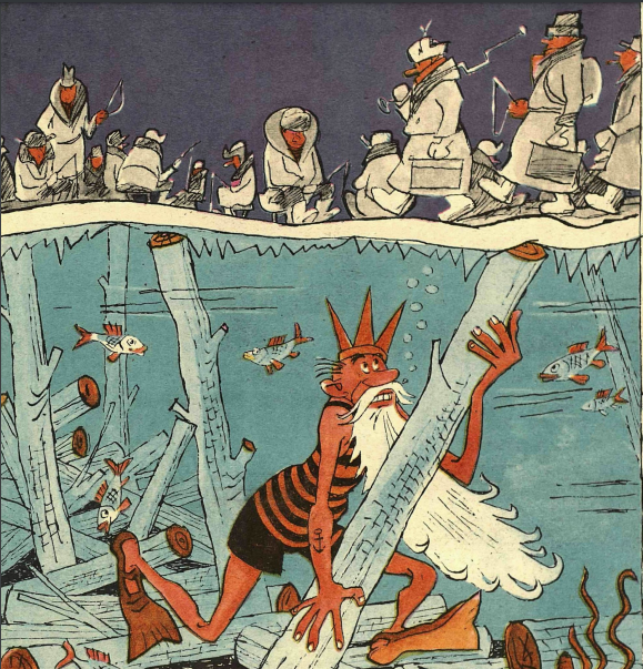 — Хорошо еще, что топляка много.
Рисунок И. СЫЧЕВА Журнал "Крокодил" 1981 год, № 36