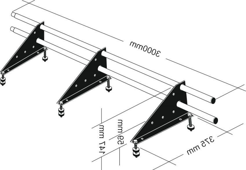 Габаритные размеры комплекта универсального трубчатого снегозадержателя