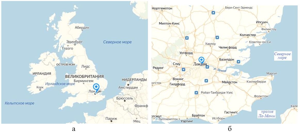 Географическое положение г. Лондона и р. Темзы [13]