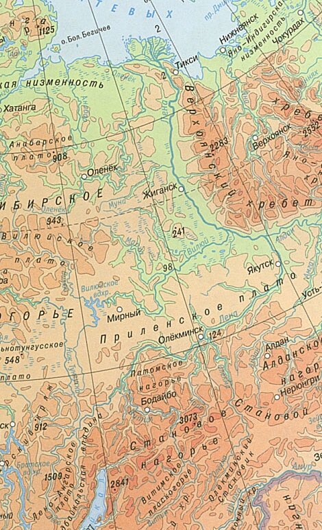 Карта восточной сибири географическая крупная