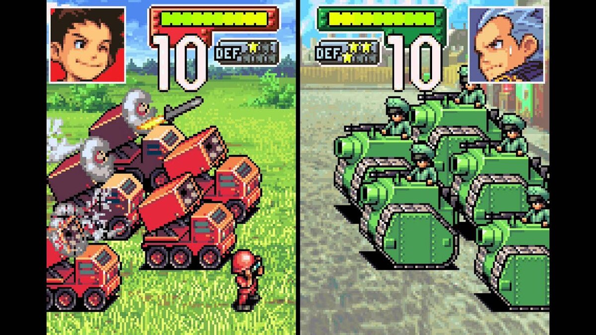 Так выглядит столкновение противников в Advanced Wars