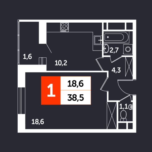 Однокомнатная квартира в ЖК Новое Тушино. Источник фото: fsk.ru