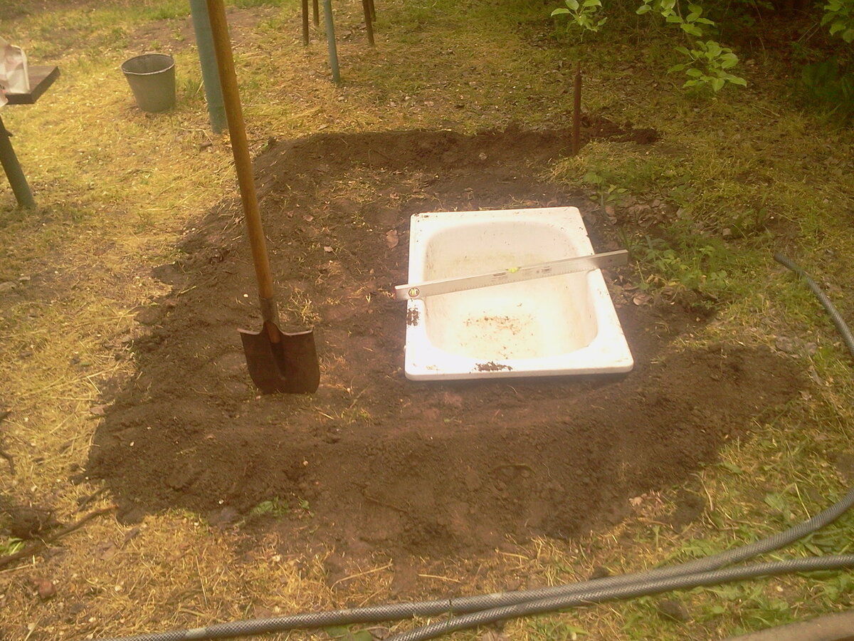 Ванну нужно выровнять с помощью строительного уровня.