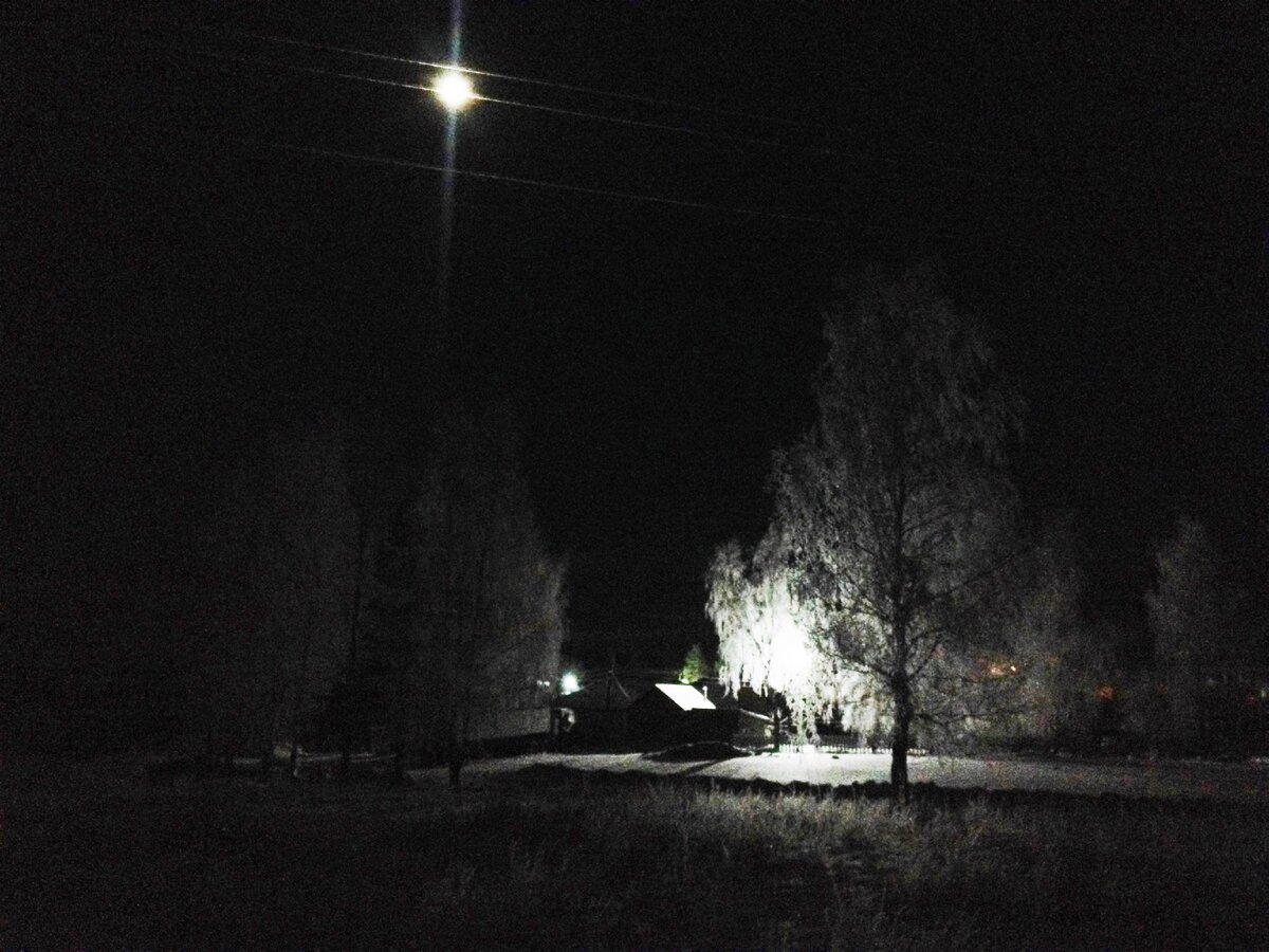 Несколько сот км ночной дороги и вот уже глубокой ночью, в четверг, въезжаю на окраину райцентра  ....области. Снег сверкает алмазным блеском, на небе луна близка к полнолунию. Остановился на ночевку у заправки.