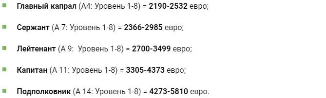 Инфографика. Зарплата военных Германии по званию