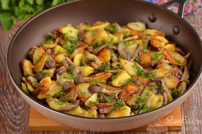 Жареная картошка с вешенками – пошаговый рецепт приготовления с фото