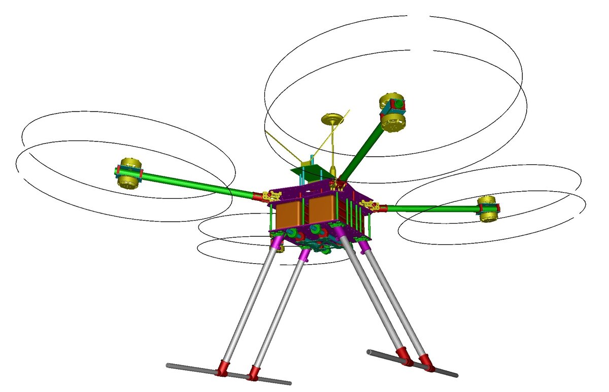 Чертеж прототипа, рама 800 размера соосного квадрокоптера или октокоптер.
