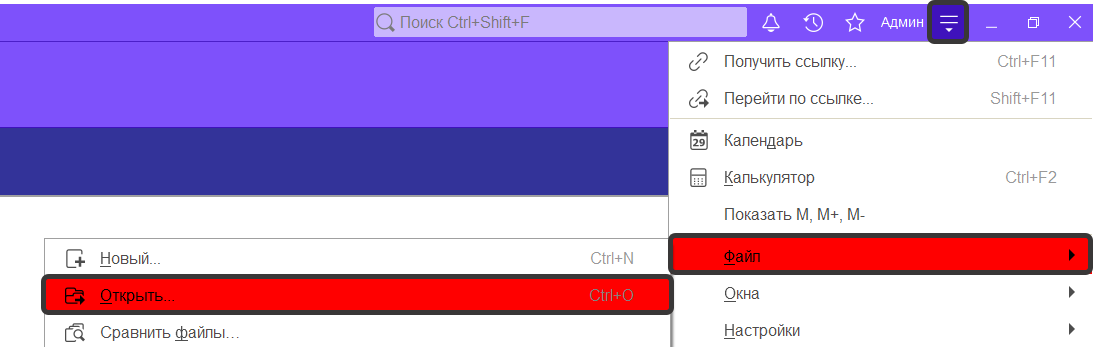 Рисунок 2 - Команда открытия
