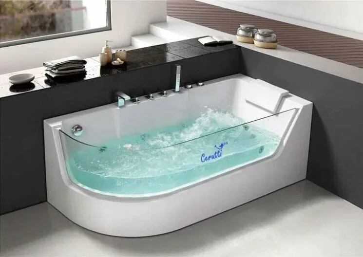 Ванна встраиваемая акриловая полукруглая Jacuzzi Aquasoul Offset AQU 150x100x57с